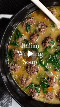 Rocco Gizzo | 🍝 Italian Cuisine on Instagram: "Italian Wedding Soup | I woke up and it was 20° out this morning… so I think it’s safe to say that soup season is officially here! 

MEATBALLS:
• 1 pound of grass-fed ground beef (I used @snakeriverfarms ground beef)
• 1 egg, whisked 
• 2 garlic cloves, grated
• 1/4 cup seasoned bread crumbs
• 1/4 cup Pecorino Romano
• 2 rounded TB parsley, finely chopped
• 1 tsp calabrian chili paste
• 1 TSP coriander seeds, toasted and crushed
• 1 TB fennel seeds, toasted and crushed
• 1 tsp oregano
• 1 tsp salt 
• 1 tsp pepper (or 1/4 tsp whole pepper, toasted and crushed)

SOUP:
• Olive oil
• 1/2 cup diced celery (3 medium stalks)
• 1/2 cup diced yellow onion (1/2 onion)
• 1/2 cup diced carrots (1-2 carrots)
• 4 garlic cloves minced
• 1 tsp red pepper fla