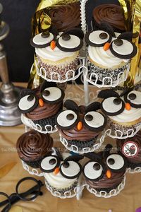 A Harry Potter Birthday Party - just look at these adorable owl cupcakes!