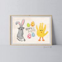 Bunny Chick / Footprint Handprint Hand Foot Art Craft / Hoppy - Etsy