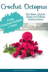 Great for gifts and craft market. This cute Jelly Bean Octopus crochet pattern by Darling Maple Designs is sure to impress. This Cute Crochet Ocean Creature works up quickly, with easy to follow written instructions, and full step by step video tutorial. #octopuspattern #crochetplushie #amigurumipattern