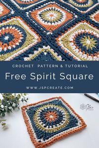 Crochet Granny Square Free Pattern and Tutorial, Free Spirit Square by JSPCREATE