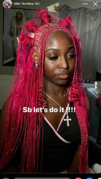 Knotless braids, pink hair, cute stules for black girls, braids, feedin braids