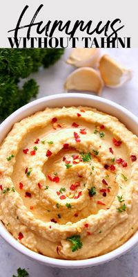 Easy Hummus without Tahini - simple recipe for hummus made with just a few ingredients and no tahini. So much better than store-bought stuff.