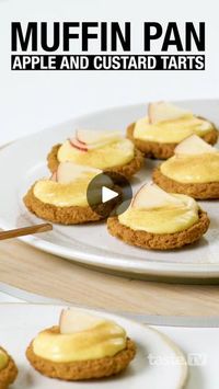 Muffin pan apple and custard tarts | muffin, apple, custard, tart | You're only 5 ingredients away from these creamy apple and custard bite-sized treats. Full recipe:... | By Taste.com.au