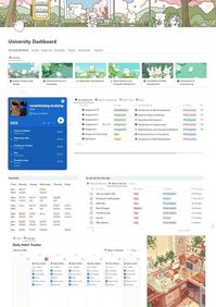This Notion University Dashboard includes: 📓 Course/Classes 🕓 Weekly Schedule 📝 Exams Archive 🖊️ Notes & References Database 🏔️ Assignments 🌿 Book Tracker 🍃 Task Management 🌱 Expenses. #notion #template #university