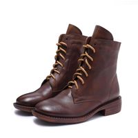 Gender: Women Item Type: Boots Main Material: Cow Leather Style: Casual, Classic Season: Spring, Autumn, Winter Heel Type: Flat Upper Material: Cowhide Outsole Material: Rubber Heel Height: Mid-Heel (3-5 cm) Color: Brown, Black Size: 35,36,37,38,39,40 Size Length cm inch 35 22.5 8.86 36 23 9.06 37 23.5 9.25 38 24 9.45 39 24.5 9.65 40 25 9.84