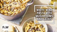 This creamy vegetarian recipe for mushroom and leek pasta comes together in a snap, with balanced flavor from white wine, Parmesan, and fresh herbs. The white wine pasta sauce is made in the same pot as the pasta for extra ease.