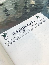 My assignments page for school bullet journal