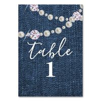 denim and diamond, table card - tap/click to personalize and buy #table #card, #table, #number, #wedding,