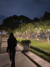 Night walks lanterns trees walking aesthetic blurry