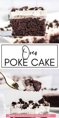 Chocolate Cake Topped with Oreo Pudding, Cool Whip and Crushed Oreos! When you need a quick, easy dessert make this Oreo Poke Cake. It doesn't get easier than this poke cake recipe.