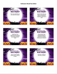 Halloween Would You Rather free printable. This is a fun game to play at your next Halloween party or just at home with your family.