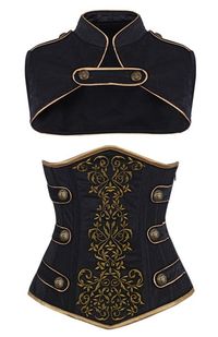 Camellias Women's Steel Boned Tamra Velvet Steampunk Corset, SZ2018-Black-L