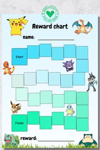 This Pokemon reward chart is a perfect chart for kids who love the pokemon franchise. With beloved characters like Pikachu, Charizard and many more this is the perfect chart for learning behaviours or habits in a fun way!