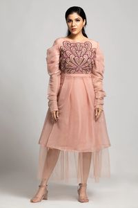 Buy S & V Designs Peach Organza Dress Online | Aza Fashions