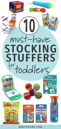 These fun Stocking Stuffers will probably be your toddler’s favorite gifts of the season! These small toys pack a big impact and will provide endless hours of fun for your toddler (and you!). #giftguide #stockingstuffers #christmas #toddlers