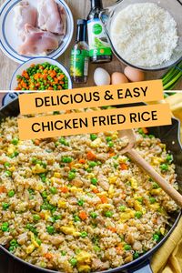 Chicken Fried Rice is one of our go-to EASY 30-minute meals. Fried Rice is perfect for meal prep and a genius way to use leftovers if you have a Roast Chicken or Rotisserie Chicken. It’s even better with leftover cooked rice.