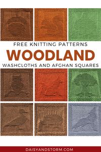 Free Woodland Themed Dishcloth and Afghan Squares Knitting Patterns