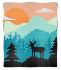 Baby Blanket, Deer Sunset, Crochet C2C Immediate Pattern Download.