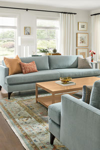 This sophisticated sofa has a classic T-cushion design with a slightly higher seat. Supportive cushions and timeless style make Carlton ideal for entertaining guests, while the range of sizes and fabrics means it’s easy to find a fit for your room.