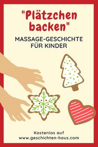 Hier kommt eine Massagegeschichte zum Thema Plätzchen backen für die Weihnachtszeit: Bäcker Berti knetet einen Teig und formt daraus Plätzchen. Und unser Rücken ist die Arbeitsfläche. ➔ Eine Massagegeschichte zum Mitmachen für Kita, Kindergarten und Zuhause. Kostenlos bei www.geschichten-haus.com