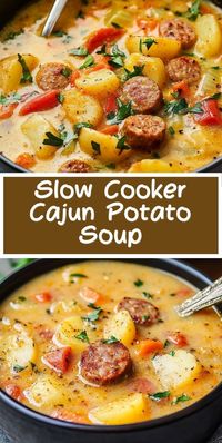 Warm up with this flavorful slow cooker Cajun potato soup packed with spicy andouille sausage. This easy recipe is perfect for a cozy dinner and requires minimal prep time. Your crockpot will do all the work, creating a hearty and comforting meal. Try this recipe today for a delicious, easy-to-make meal!