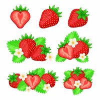 Free vector strawberry with green leaves... | Free Vector #Freepik #freevector #strawberry #strawberry-illustration #strawberry-drawing #strawberry-cartoon