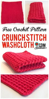 Check out this quick and easy FREE crochet washcloth pattern for my Crunch Stitch Crochet Washcloth. This pattern works up fast and is great for dishes!