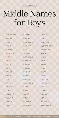 Searching for stylish middle names for boys? These unique baby boy names are totally modern, but ridiculously handsome and strong - and as a professional baby names writer, they're my top picks! (SAVE to your list of boy name ideas so you don't LOSE this baby names list!) aka: unique middle names, baby boy middle names, boy middle names unique