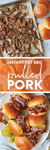 Instant Pot BBQ Pulled Pork - The easiest + BEST pulled pork ever! Serve with your favorite BBQ sauce. So smoky, so flavorful, so juicy, and SO SO GOOD.