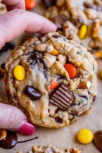 Outrageous Pretzel Peanut Butter Reese's Cookies - The Food Charlatan