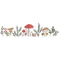 Enchanted Forest Mushrooms Border Machine Embroidery Design, Instant Download Zip 6 Sizes - Etsy