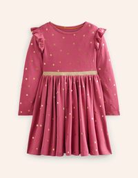 Mabel Twirly Ballerina Dress - Rose Petal Pink Foil Stars | Boden US