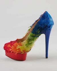 Feathery Footwear! The Charlotte Olympia Dolly Rainbow-Feathered Pump is Cheerfully Fun (GALLERY)