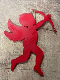 This fun cupid sign can be personalized if you like or just painted or stained!  Measures 16 inches and can be great for a door hanger, wall art or mantel decor.  Please message us for a custom order  comes ready to hang