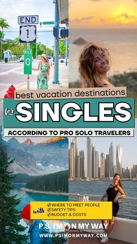 These are the best vacation destination for singles recommended by pro solo travelers with tips on how to meet people plus a budget guide for a single person. Solo Trip | Solo Travel | Solo Travel Guides | Travel Alone | Travel Solo | Solo Trips | Group Trips | Travel Guide