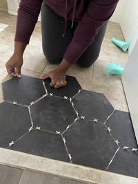 Bathroom Update: Luxury Vinyl Peel and Stick Groutable Tile Over Ceramic Tile - Made by Carli