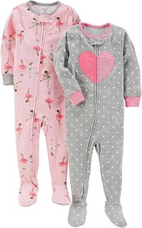 Amazon.com: Carter's Baby Girls' 2-Pack Cotton Footed Pajamas, Ballet/Heart, 24 Months: Clothing