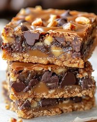 Gooey Caramel Chocolate Crunch Bars Recipe