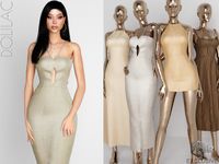 The Sims Resource - Fred Linen Pencil Maxi Dress DO0320