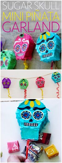 DIY Day Of The Dead Sugar Skull Piñata Garland