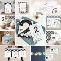 Editable TWO FAST Birthday MEGA Bundle, Race Car 2nd Birthday Decor, Racing Car, Vintage Racecar, Printable Template, Instant Download - Etsy