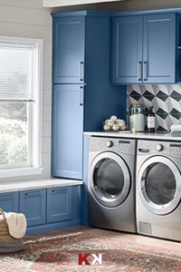 Our cabinets are perfect for your mudrooms and laundry rooms too! Check out the Broadway Seaport cabinet style!