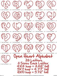 Open Heart Applique Alphabet - 26 Letters - 3 Sizes - Valentine Applique Alphabet - INSTANT DOWNLOAD