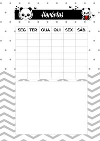 Planner para Professores Tema Panda Horarios