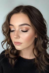 Soft prom makeup highlights your natural beauty with a light foundation, gentle blush, subtle eye shades and glossy lips.