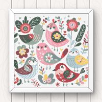 Whimsical birds cross stitch pattern cute modern PDF pattern instant digital download colourful animal cross stitch chart  200x200 Stitches  12 DMC thread colours Fabric 14 Count Aida Approx Size  14-1/4 inches (36.3cm) wide 14-1/4 inches (36.3cm) high Fabric Size including 5cm (2") border 18 inches (46cm) wide 18 inches (46cm) high What's included: 1 x PDF file including    Colour chart with symbols    Black and white symbol chart    Colourblock chart.     Floss/thread list including stitch count and skeins used.   Thread sorter The PDF file can be uploaded to your phone or tablet if you prefer not to print it out. 1 x PDF file    Black and white symbol chart suitable for use with Patternkeeper Once payment is complete your files can be downloaded directly from Etsy within a few minutes.