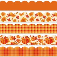 PRICES MAY VARY. Package Includes - 60pcs fall theme bulletin border stickers in 5 designs, each design contains 12pcs, sufficient for classroom decoration to welcome the coming of fall season. Watercolor Fall Design - The bulletin borders are designed with fall theme, mainly in orange color, printed with pumpkin, maple leaf, buffalo plaid patterns, etc., watercolor style make them look more exquisite. Quality Material - Made of good material paper, durable and safe, easy to stick and peel, you