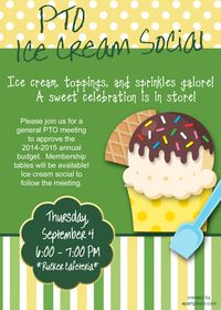 Event flyer for Ice Cream Social perfect for association meeting in the fall or in the summer