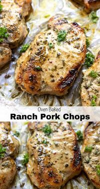 Baked Ranch Pork Chops are a quick, inexpensive and easy dinner recipe. The entire family will love these pork chops, perfect for weeknight dinner. #ranchporkchops #porkchoprecipe #easydinnerideas #easydinnerrecipes